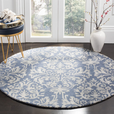 Tapis bleu marine / gris en laine / viscose / coton touffeté à la main Domingues