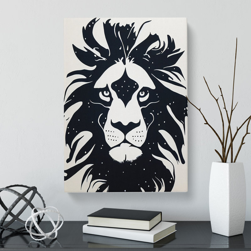 Lion Monochrome - Wrapped Canvas, 50cm H x 35cm W x 3cm D