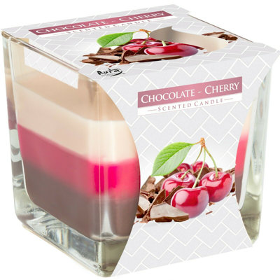 Chocolate Cherry Scented Jar Candle with Glass Holder