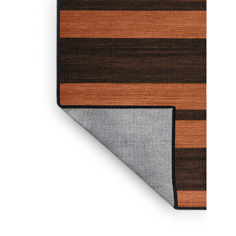 Tapis noir à rayures horizontales lavable à la machine, Carré 3 pi