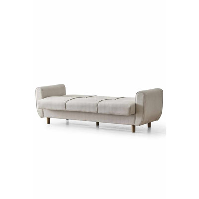Élégant canapé-lit à 3 places, revêtement en lin beige, 84,3 po x 39,4 po x 39,4 po | Structure en métal et en carton, pieds en plastique | Confortable et polyvalente pour le salon ou la chambre d'amis