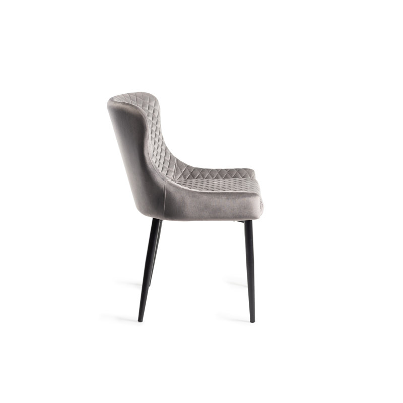Noa 49cm H Velvet Upholstered Metal Parsons Chair, Black, Grey