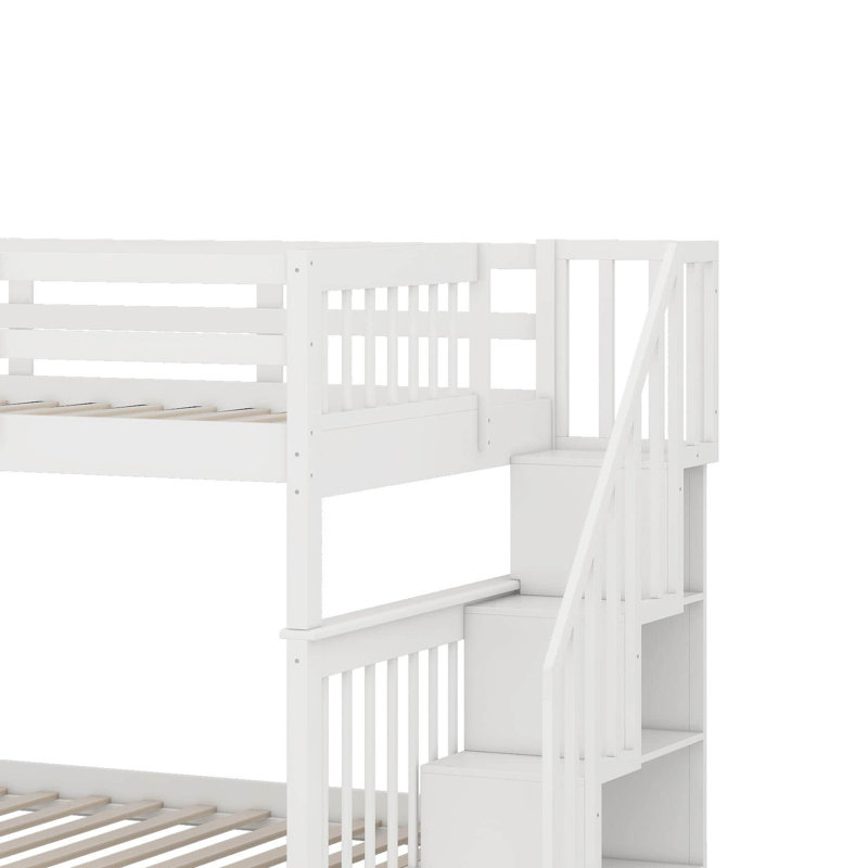 Full Over Full Bunk Bed With Trundle, White