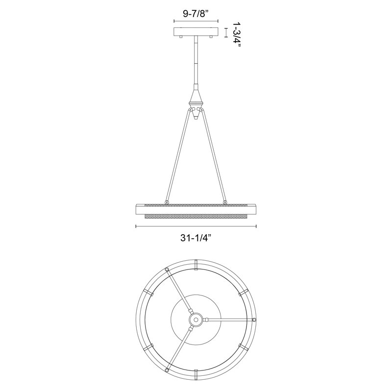 Duo 1 - Light LED Pendant, Silver Shimmer, 26.25" H x 31.5" W x 31.5" D