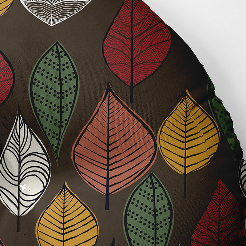 5_Oreiller capitonné à motif de feuilles d'automne, 30 po x 30 po, Brun