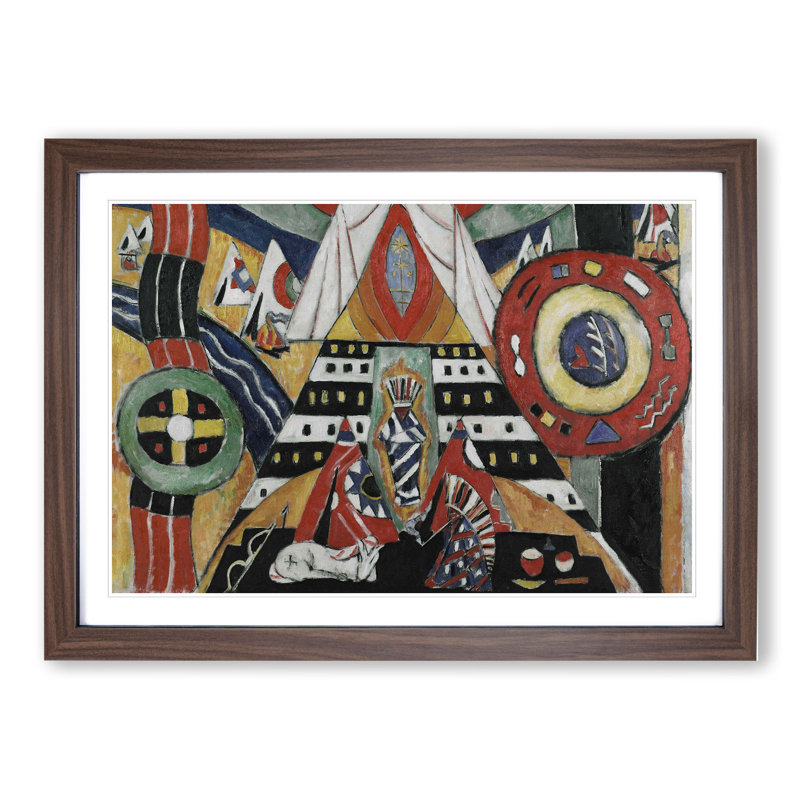 Indian Composition by Marsden Hartley - Picture Frame Painting, 48cm H x 65cm W x 2cm D, Walnut Framed