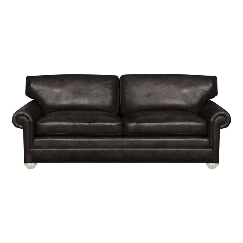 Canapé-lit 85 po Main, Wrenn, Cuir véritable encre Ziggy