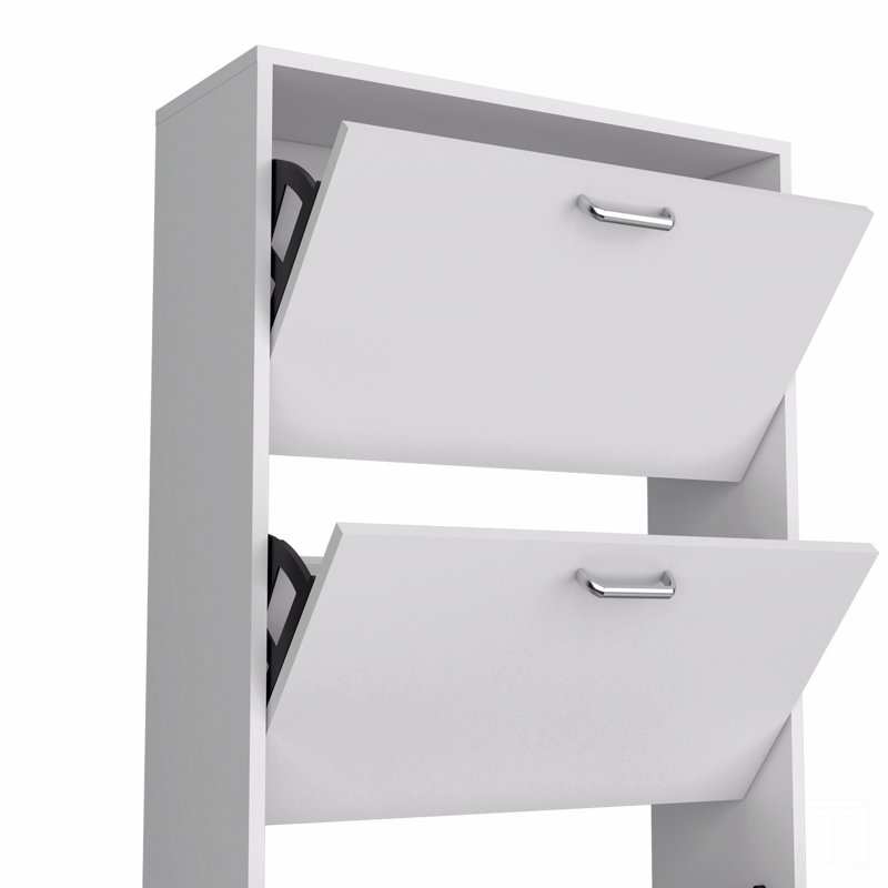 Range-chaussures, 3 portes, 3 tablettes, H 45,4 po x l 31,5 po x P 9,4 po, Blanc