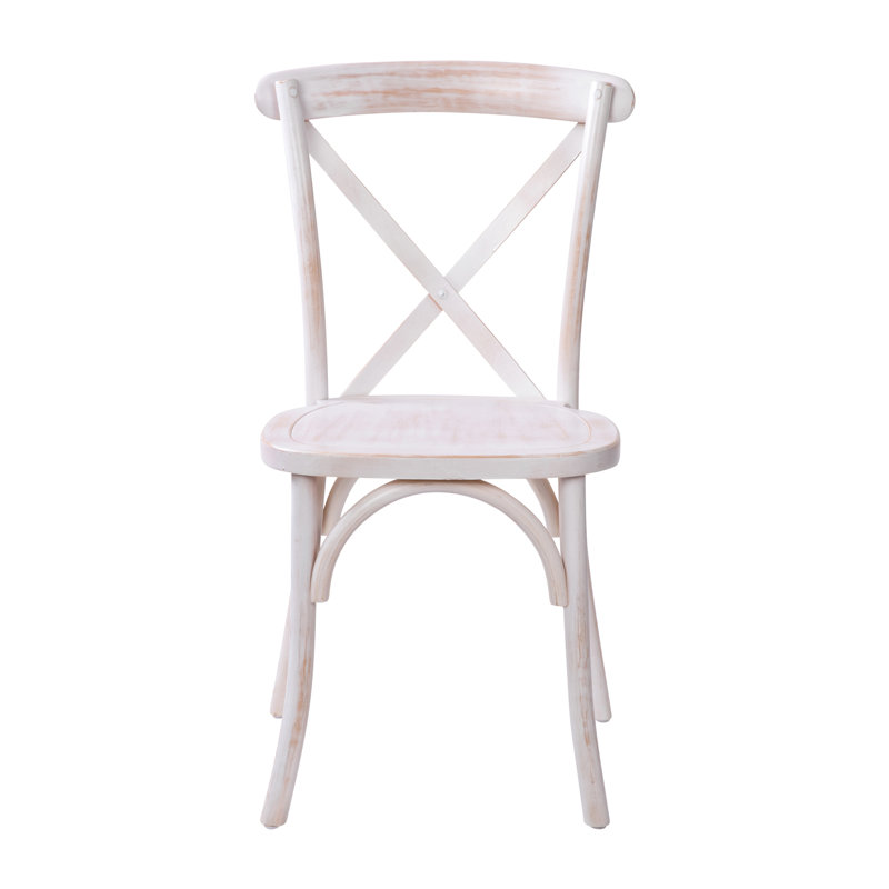 Arquit Stackable Cross-Back Wooden Bistro Chair, Lime Wash, 1