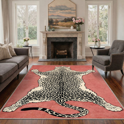 Tapis d'intérieur rouge / beige / noir lavable à la machine avec envers antidérapant Talon