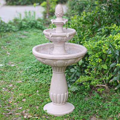 Fontaine italienne 41 po, fontaines de jardin à 3 niveaux et cascade avec pompe et faîteau d'ananas, fontaine autoportante en résine pour patio, cour arrière, maison