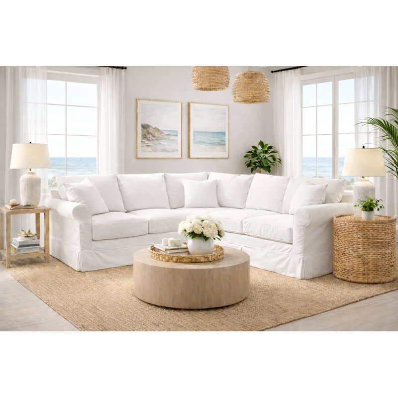 Amari 94" Corner Slipcovered Sectional, Classic Bleach White Twill, Left Hand Facing