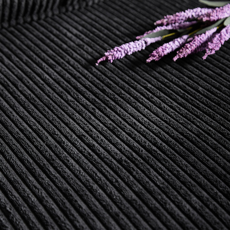 Corduroy Fabric 3 With Cup Holders - 83.86" Compressed Couch For Bedroom, Office, Living Room, Black, Black Corduroy