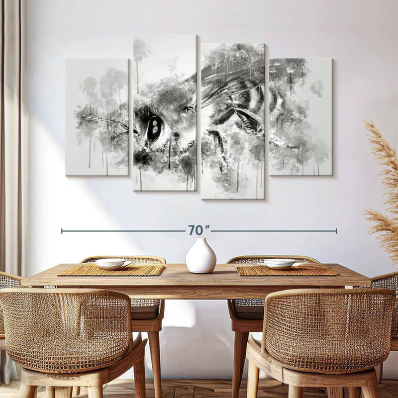 Brampt Honey Bee Black And White, 42" H x 68" W