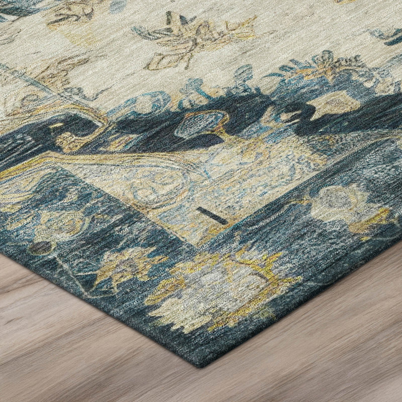 Machine Washable Indoor/Outdoor Chantille ACN2875 Global Rug, Teal, 2'6" x 3'10"