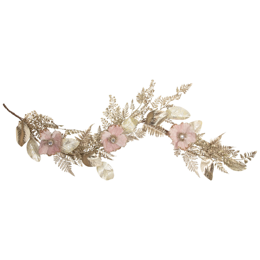 5' x 10" Champagne and Pink Flower Artificial Garland Unlit Northlight Seasonal