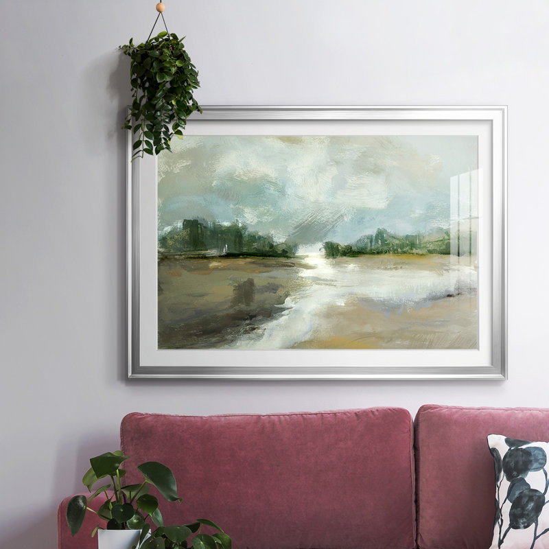Différentes lumières encadrées sur papier, H 30 po x l 44 po x P 1,5 po, Argent