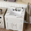 Comptoir de meuble-lavabo en marbre 31 po, comptoir de salle de bain avec lavabo central encastré rectangulaire et dosseret de 4 po de hauteur, comptoir pré-percé de 8 po à trou de robinet, blanc de Carrare avec veines
