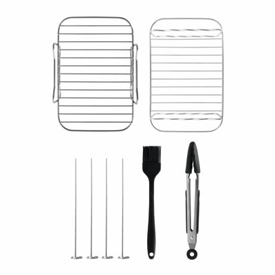 Tower 8 Piece Air Fryer Accessory Set with with Tongs, 4x Skewers, Basting Brush, 2x Roasting Racks