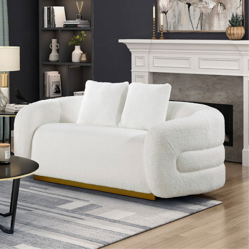Canapé 2 places luxueux en tissu d'ameublement rembourré en tissu doux