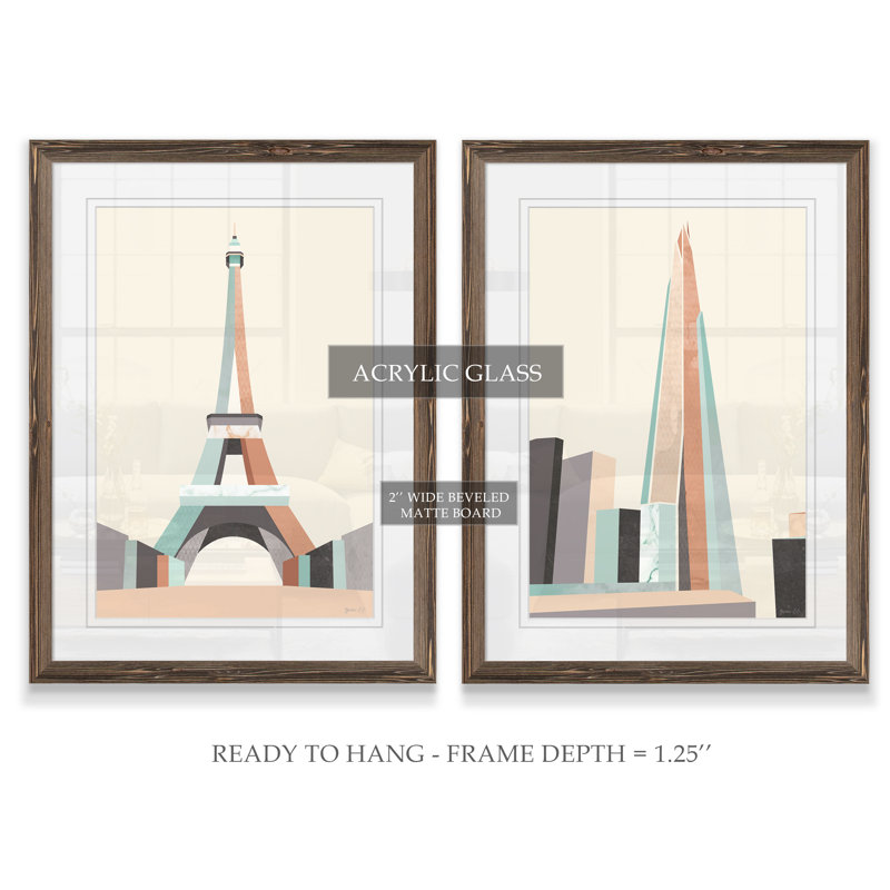 « graphicing architecture i » par antonyme bunjamin (abe)-ensemble de 2 reproductions d’art sur cadre photo, Blanc