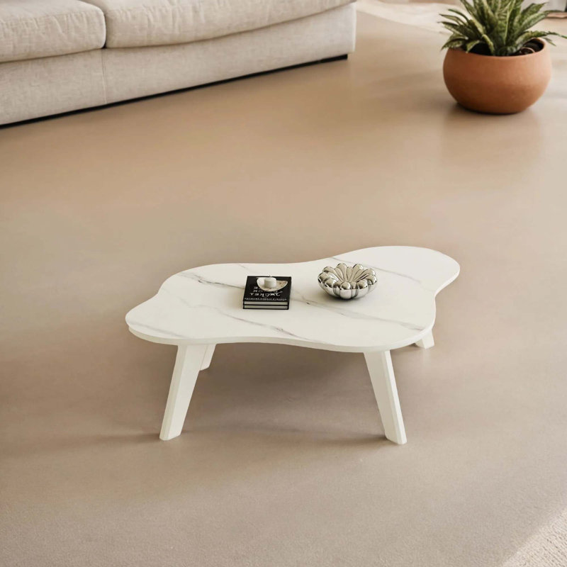 Modern minimalist imitation coffee table, 14" H x 47.2" L x 34.2" W, White