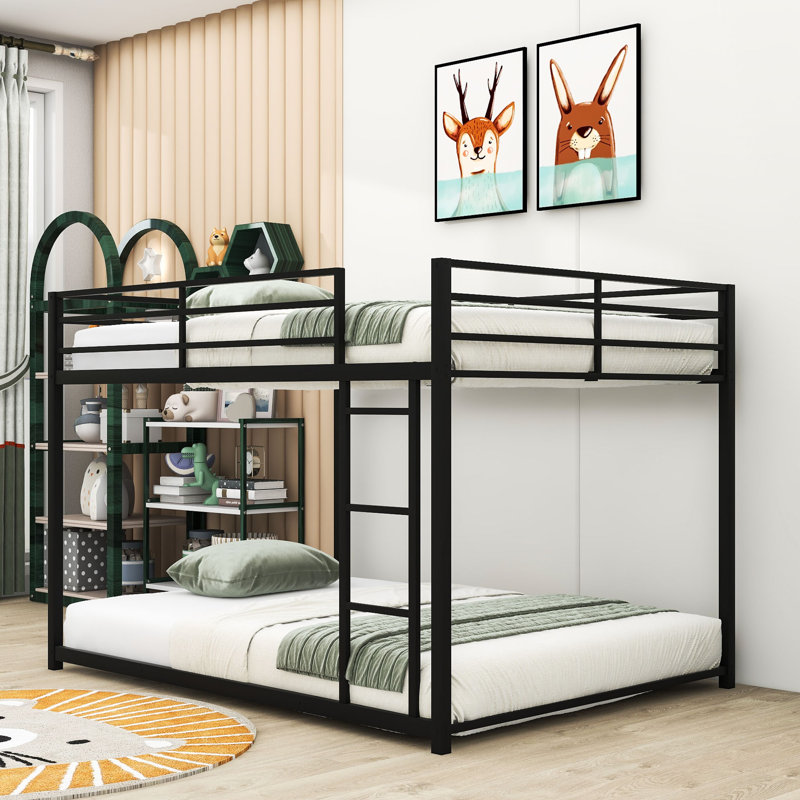 Metal Standard Bunk Bed, Black, Full