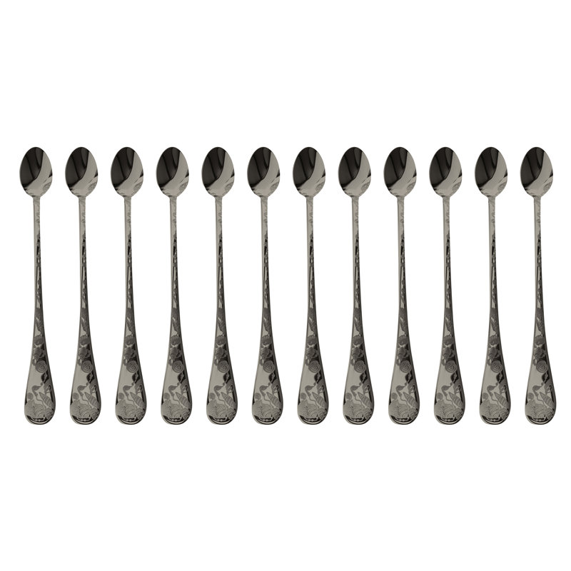 Venere Stainless Steel Iced Beverage Spoon, Black Gold