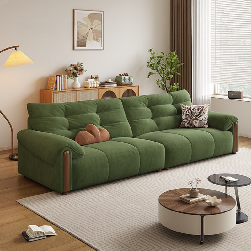 Canapé en tissu de style français crème, 4, H 38,58 po x l 110,24 po x P 39,37 po, Vert