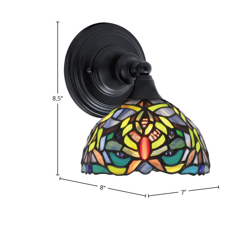 Wall Sconce With 7" Kaleidoscope Art Glass, Matte Black