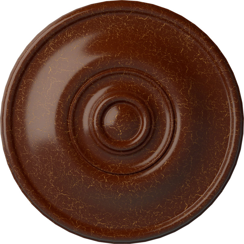 Médaillon de plafond en spirale Endurathane Flower, DO 12 1/4 po x P 2 1/4 po (convient aux auvents jusqu'à 2 po), finition dorée pharaons peinte à la main