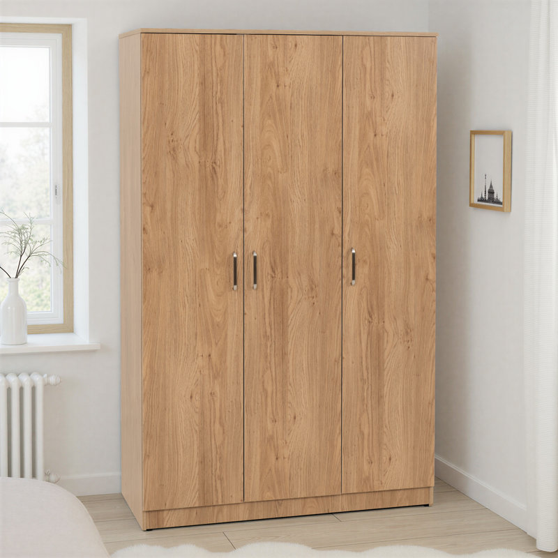 Sumrah 3 Door Manufactured Wood Wardrobe, Brown