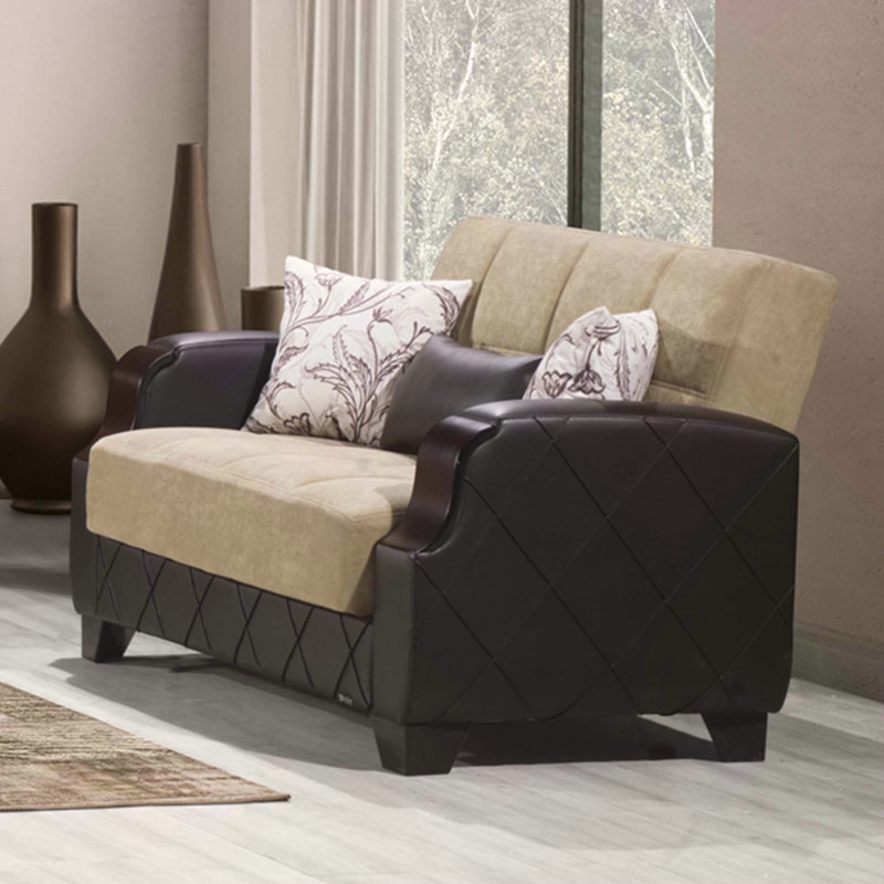 Causeuse convertible avec rangement Primenest Marabella Collection - Confortable, élégante et peu encombrante, Tissu brun