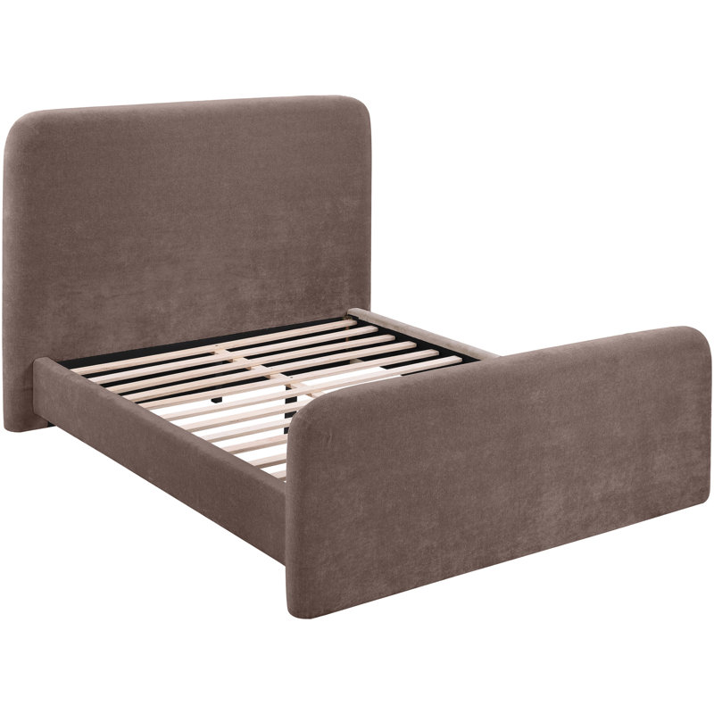 Fira Daliah Chenille Fabric Upholstered Bed, Brown Chenille Fabric, Full / Double