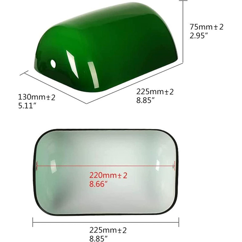 Abat-jour rectangulaire en verre de 3,25 po (vissé), Vert
