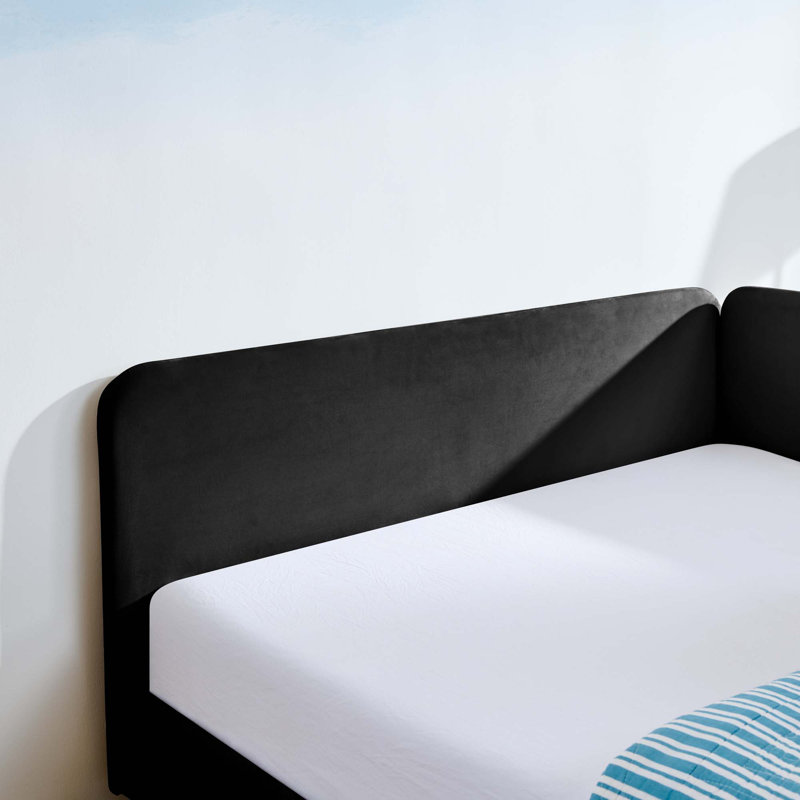 Upholstered Platform Bed Frame with 2 Storage Drawers,Adjustable Velvet Sofa Bed, Black, Full
