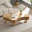 Table basse cylindrique moderne en bois de 42,52 pouces fabriquée à la main de forme irrégulière pour le salon, petite table basse avec piédestal robuste-946686056