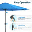 Parasol solaire 11 pi à DEL avec manivelle, inclinable * 8 baleines, auvent résistant aux rayons UV pour la piscine, la cour et le patio (sans base)