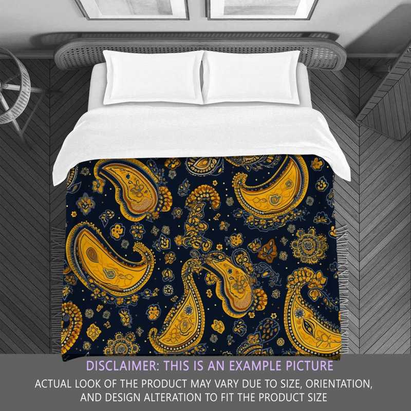 Paisley Navy/Yellow Microfiber Comforter, Twin Extra Long Comforter