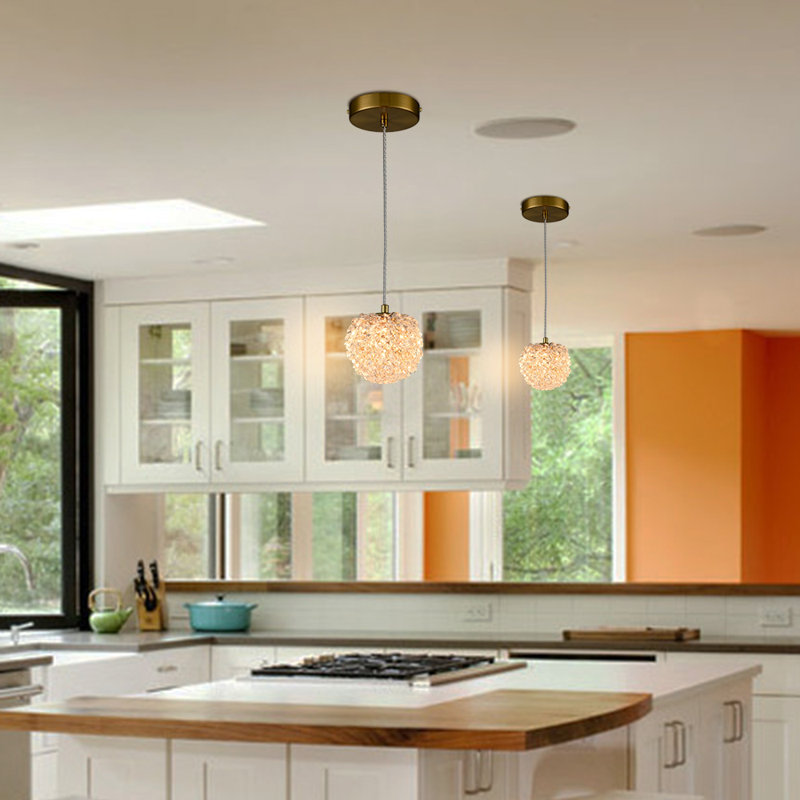 Modern Gold  Crystal Pendant Light With G9 Bulb Adjustable Height