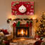 Ornement de Noël, branches de pin flocon de neige, fond rouge, ensemble de 3 impressions sur toile-671168550