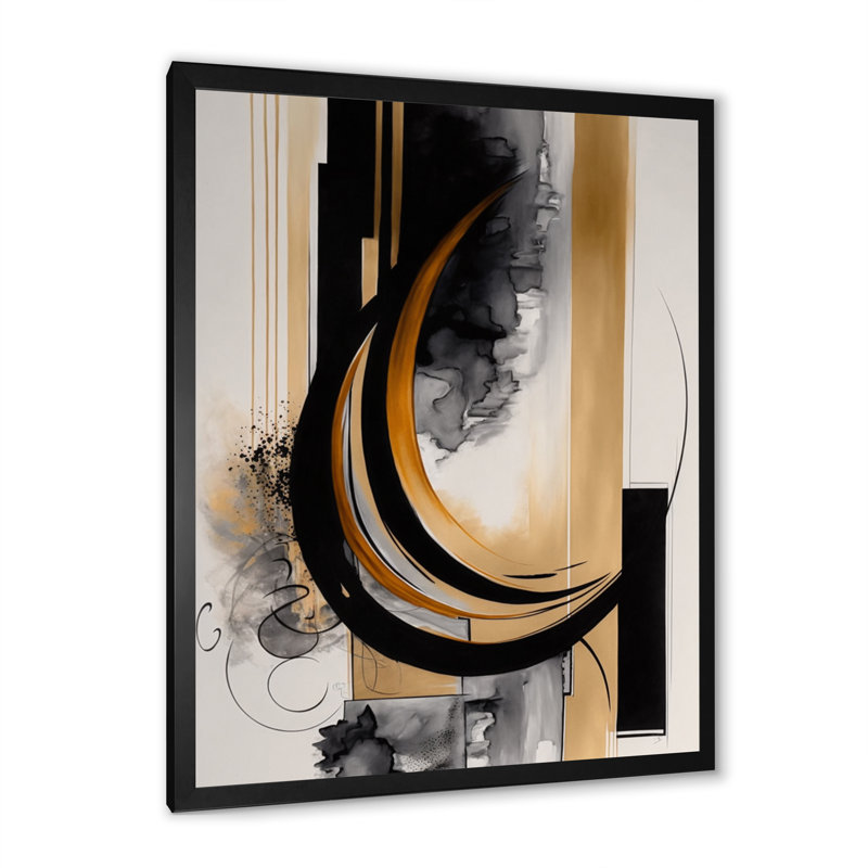 Gold Touch Art Deco II - Modern Canvas Wall Art, 20" H x 12" W x 1" D, Black Picture Framed Canvas