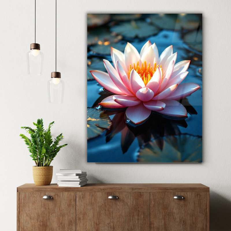 Art mural en verre trempé Water Lily, 20" H x 16" W