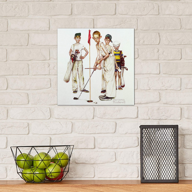 Missed (Four Sporting Boys: Golf) by Norman Rockwell - Wrapped Canvas Painting, 30.48 cm H x 30.48 cm W