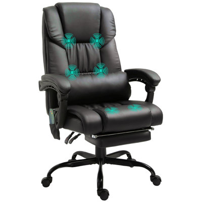 High Back Vibration Massage Office Chair With 6 Points, Hight Adjustable Computer Desk Chair, Reclining Office Chair With Retractable Footrest And Rem by Orren Ellis