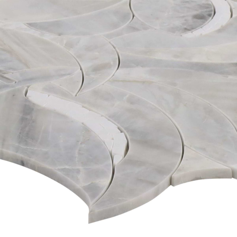Raina Polished Waterject Marble Mosaic Tile, Andes Gray