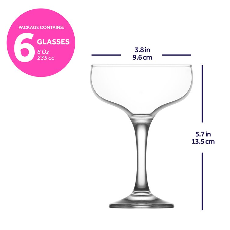 Misket Stemmed Water Glasses 13.5 Oz, Modern Crystal Clear Goblets Set of  (12)