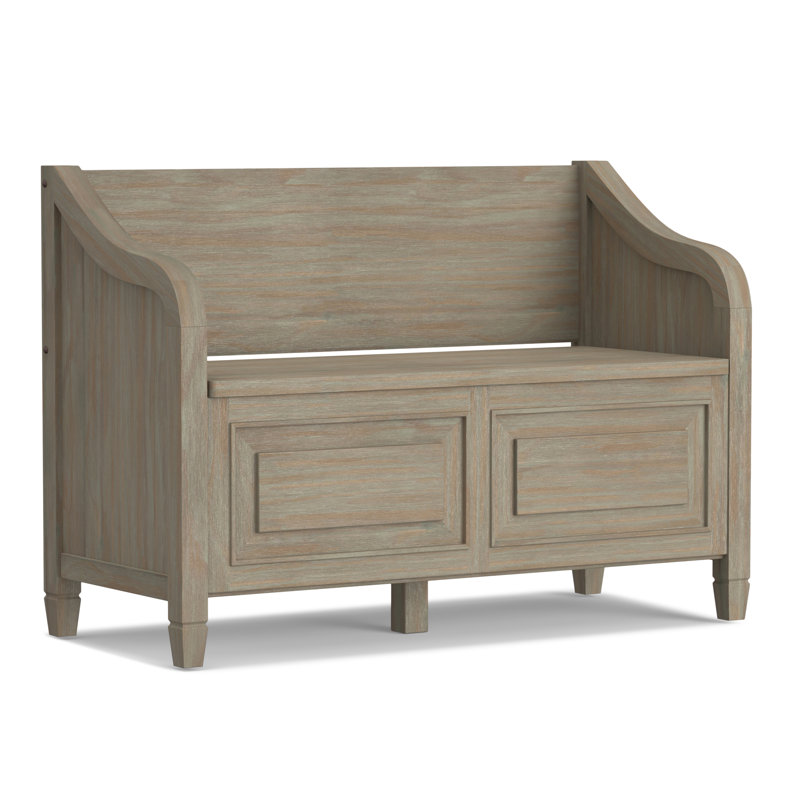 Connaught 42"W Solid Wood Entryway Storage Bench with Lift-Top Lid and Dual Storage Compartments, Distressed Gray