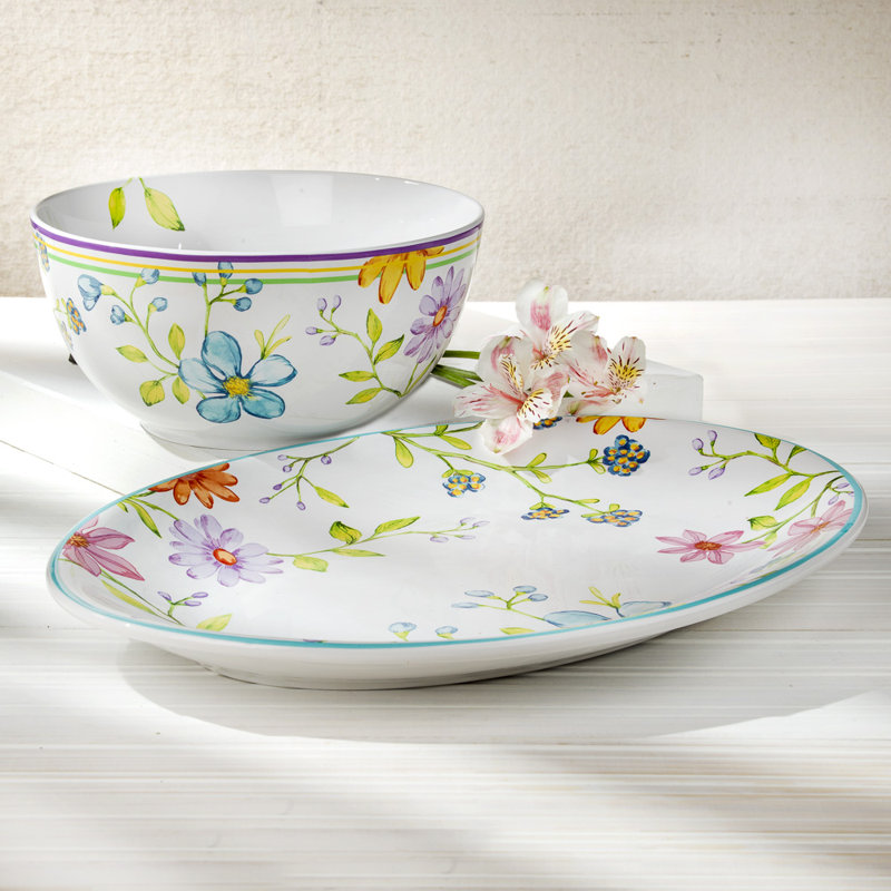 Ensemble de 2 plateaux et bols de service Charlotte