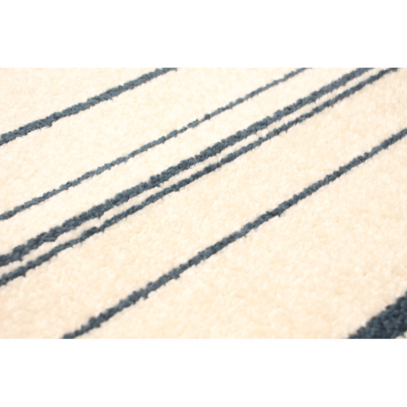 Tapis crème / pétrole Francom, Rectangle 7 pi 10 po x 10 pi 2 po